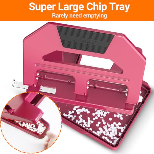 Image of AFMAT Heavy Duty 3 Hole Puncher, 50-Sheet Paper Punch Heavy Duty, 50% Reduced Effort Three Hole Punch, 10K+ Uses, Metal Hole Puncher 3 Ring w /Large Tray, Bulit-in S.S. Paper Guide HPX4