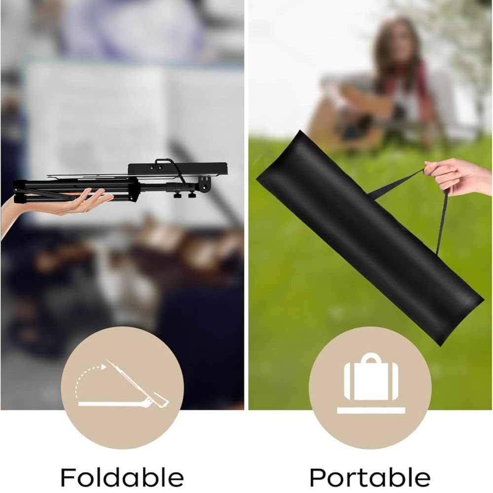 MOCKING BIRD 3-Fold Music Stand for Sheet Music & Singers | Portable Folding Notation Stand with Music Sheet Clip | Heavy Duty Tripod Stand for Books, Lyrics & Singing Scripts 1