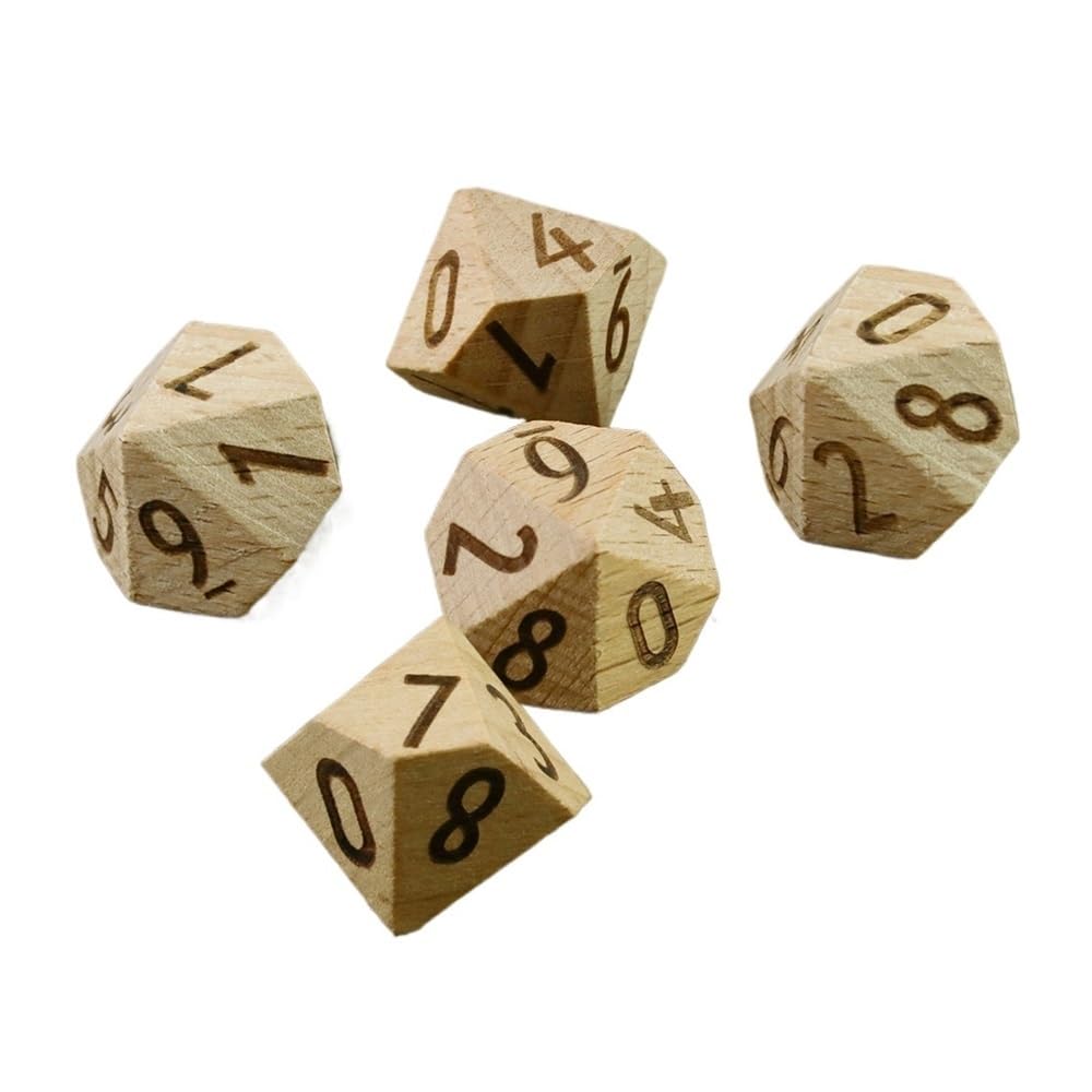 dice set Dice 5pcs Round Corner D6 D10 Wood Dice Suitable for Flying Chess Props Table Board Role Playing Game colored dice(D10)