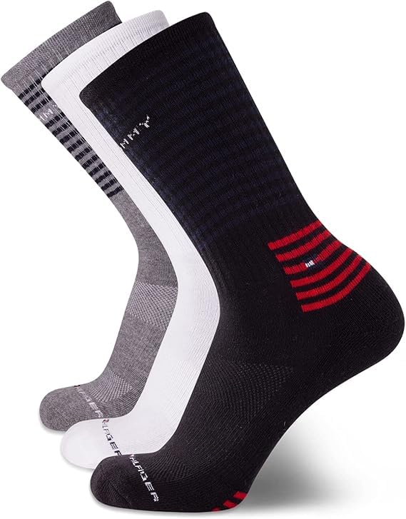 Mens 3 Pack Cotton Blend Cushioned Athletic Crew Socks