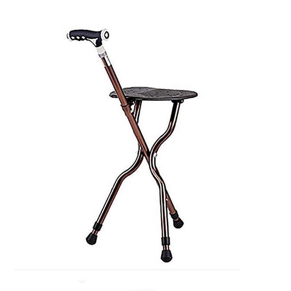 Bastón Plegable, Ligero, de Altura Ajustable, Asiento, bastón, Taburete de Descanso de Pesca portátil con luz Led para Personas Mayores, muletas