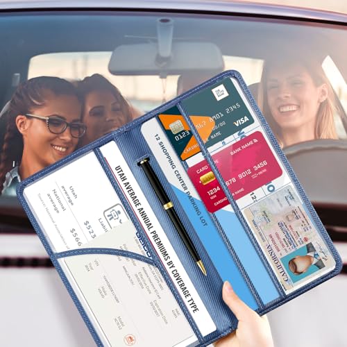 Image of CoBak Car Registration and Insurance Holder | Vehicle Glove Box Organizer, Auto Truck Compartment Document Case with Magnetic Closure for Insurance & Driver License