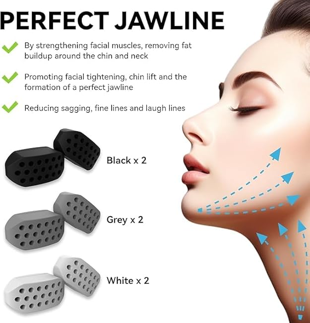 6PCS Jaw Exerciser, Jaw Exerciser for Men & Women, 3 Resistance Levels, Suitable for Beginners, Intermediate and Advanced Users