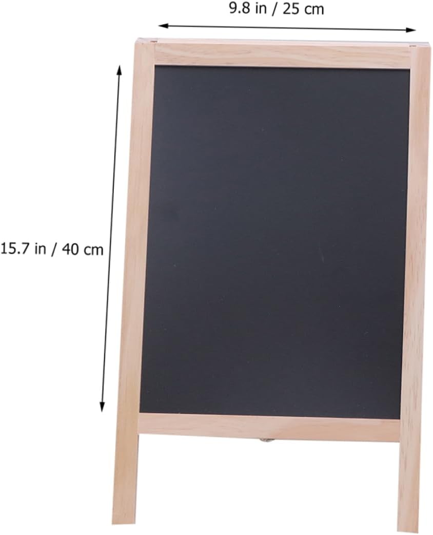 Double-Sided Wooden Stand Chalkboard Versatile Message Board for Bar Counter Boy Girl Drawing and Signage Display Easy to Write Wipe for Events
