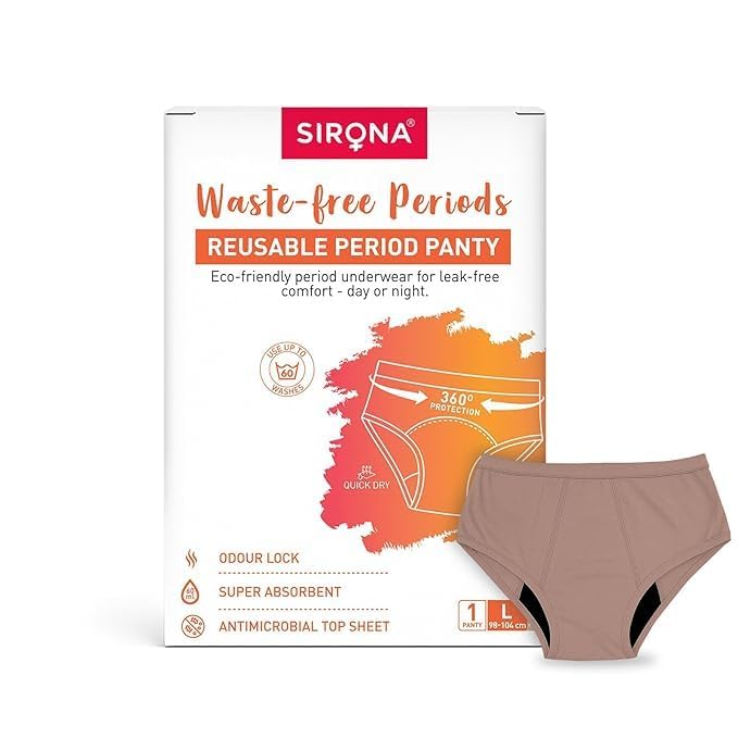 Sirona Reusable Period Panties for Women – Large (Pack of 1) | Leak Proof Protection for Periods | Soft & Breathable | Wash Upto 60 Times Beige-image-4