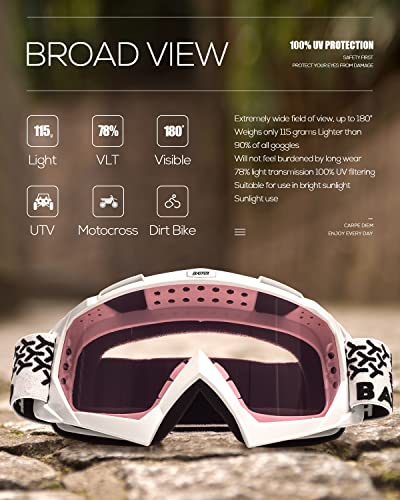 Image of BATFOX Dirt Bike ATV Goggles Motorcycle Gear Riding Motocross Dirtbike 4-Wheeler MX DH Accessories Goggles Glasses for Men Women Youth UV400 Protection Dust-proof Anti-Slip Strap