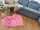W-Prospect Luxury Fluffy Faux Sheepskin Heart Shaped Rug, 2.3X3 Feet, Aesthetic Fur Rug, Beautiful A