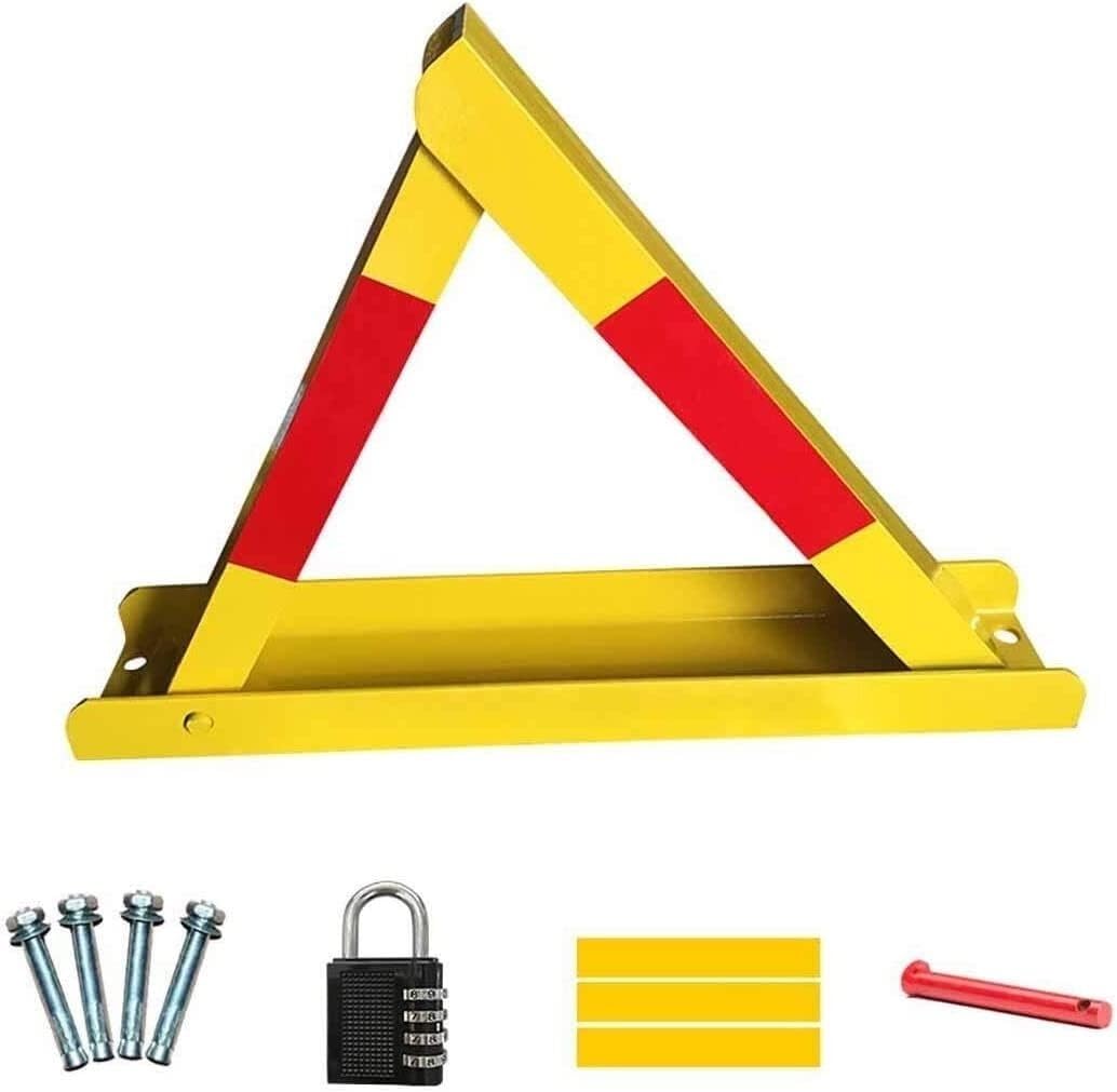 SaryEdge Parking Guardrails Lockable Parking Barrier Parking Latch Parking Lock, Manual Parking Antitheft Removable Obstacle, a Metal Parking Fold, 60 X 42 X 10Cm Parking Bar,