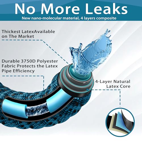 100 FT Garden Hose – 2026 Upgarded Expandable Garden Hose w/10 Pattern Spray Nozzle, 650psi Brass 3/4” Fittings – Lightweight, Durable, Kink-Free, Retractable Water Hoses for Garde image 1