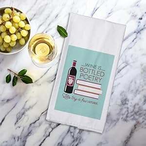 Chris's Stuff Kitchen Dish Towel - Flour Sack Cotton Dishcloth - Highly Absorbent - 27 x 27 Inches for Wine Lovers - Funny Quote Therapy (Bottled Poetry) Chriss Stuff Kitchen Dish Towel Flour Sack Cotton Dishcloth Highly Absorbent 27 x 27 Inches for Wine Lovers Funny Quote Therapy Bottled Poetry