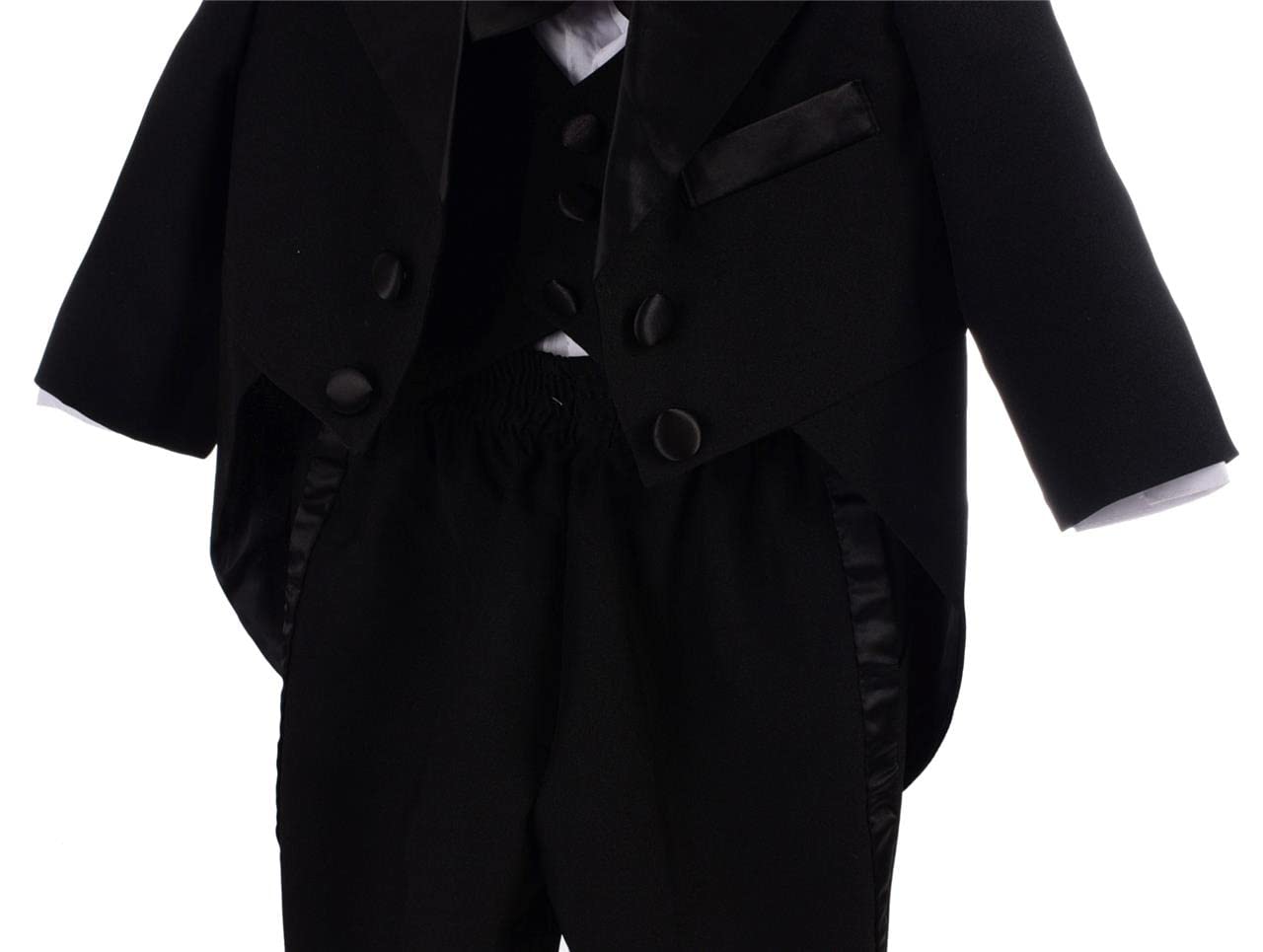 Lito Angels Smoking pour Bebe Garcon, Ensemble 5 Pieces (Blazer, Gilet, Chemise, Noeud Papillon et Pantalon) Costume de Mariage Ceremonie Bapteme, Taille 3-12 Mois, Blanc/Noir/Ivoire