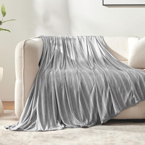SLEEP ZONE Cooling Blankets for Hot Sleepers, Summer Blanket Thin Lightweight for Bed Couch, Arc-Chill Q-Max 0.5 Cooling Throw Blanket on Night Sweats (Grey Stripe, 50''x70'') - image 1