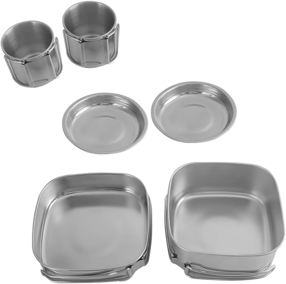 NOLITOY Stainless Steel Camping Cookware Set Lightweight Outdoor Cooking Pot and Pan with Cups and Plates Fast Heating Portable Cookware for Backpacking and Picnic