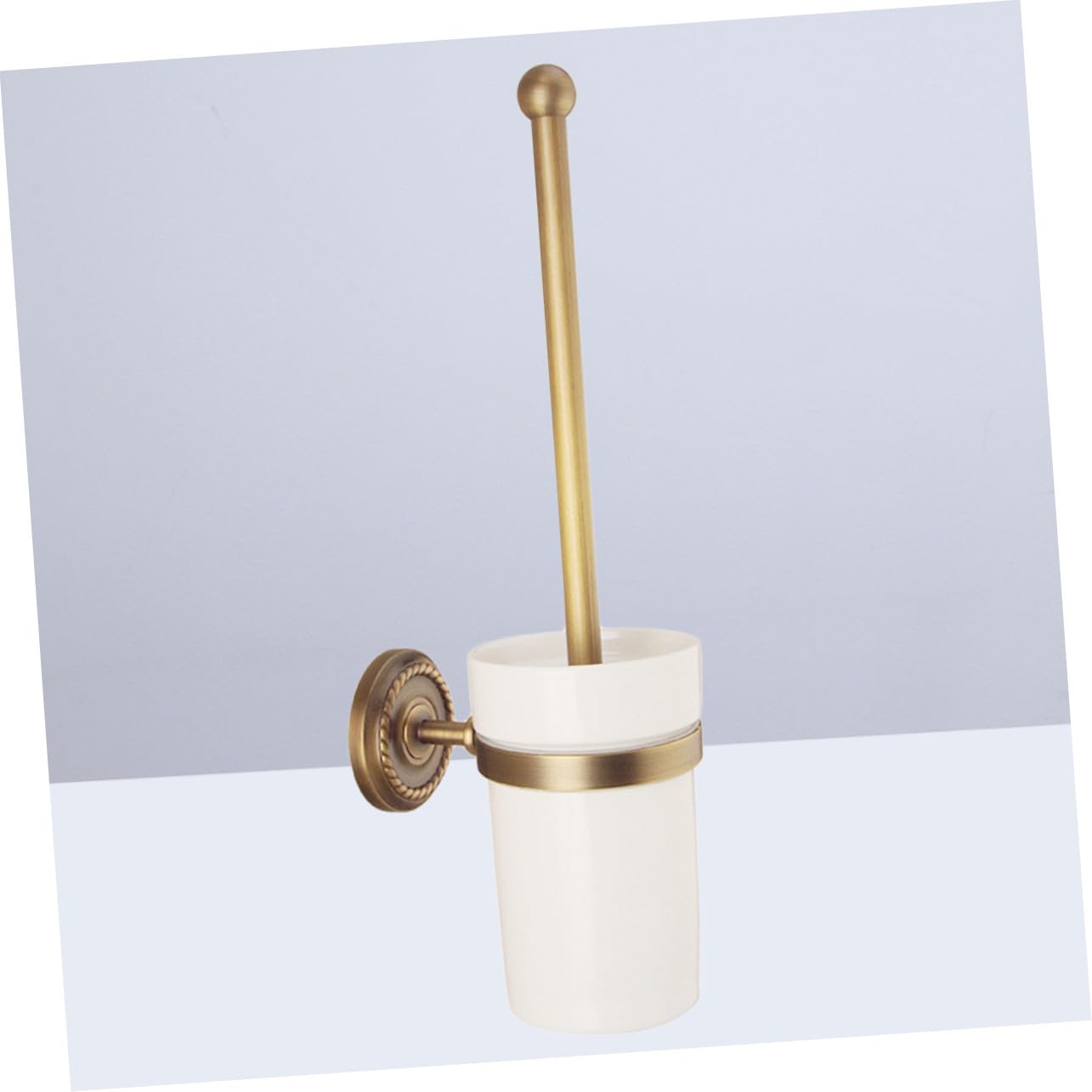 Healifty Conjunto de Cepillo y Soporte Vintage de Cobre Antiguo para Baño Cepillo de Cerdas Suaves y Mango para Hogar Hotel y Oficina Montaje Pared para Limpieza