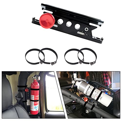(1 Year Warranty) Universal Vehicle Quick Release Adjustable Fire Extinguisher Mount Holder Compatible With For Jeep Wrangler and UTV Polaris RZR Ranger Camper Van with Pillar
