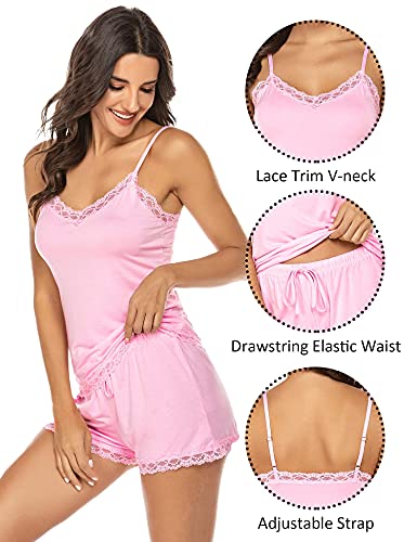 Image of Avidlove Women Cami Pajama Set Modal Sleepwear Lace Trim Short PJ Set with Shorts