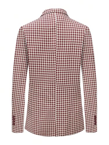 Men's Suit Jacket, Houndstooth Slim fit Fashionable Casual Jacket, Lapel Double Breasted Suit Party Tailcoat Jacket3