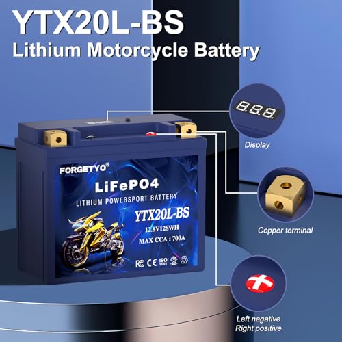 Image of Lithium YTX20L-BS, 700A LiFePO4 Motorcycle Battery, 12V 10AH ATV, UTV, Jet Ski, 4 Wheeler, Snowmobile, Personal Watercraft, Seadoo, Polaris, Tractor,Generator and Riding Lawn Mower Battery