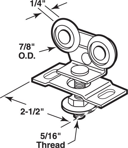Slide-Co 162168 Pocket Door Top Roller Assembly with 7/8-Inch Nylon Wheel - Thumbnail 3