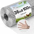 1/2 Hardware Cloth 36 x 100 19 gauge Galvanized Welded Wire Metal Mesh Roll Vegetables Garden Rabbit Fencing Snake Fence for Chicken Run Critters Gopher Racoons Opossum Rehab Cage Wire Window