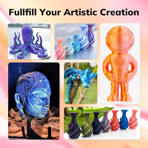 Image of AMOLEN Silk PLA 3D Printer Filament, Dual Color Pink Orange PLA 1.75mm, Shiny Color Change Filament 3D Printing PLA Filament for Most FDM 3D Printer, 1kg Spool(2.2lbs), Peach Orange