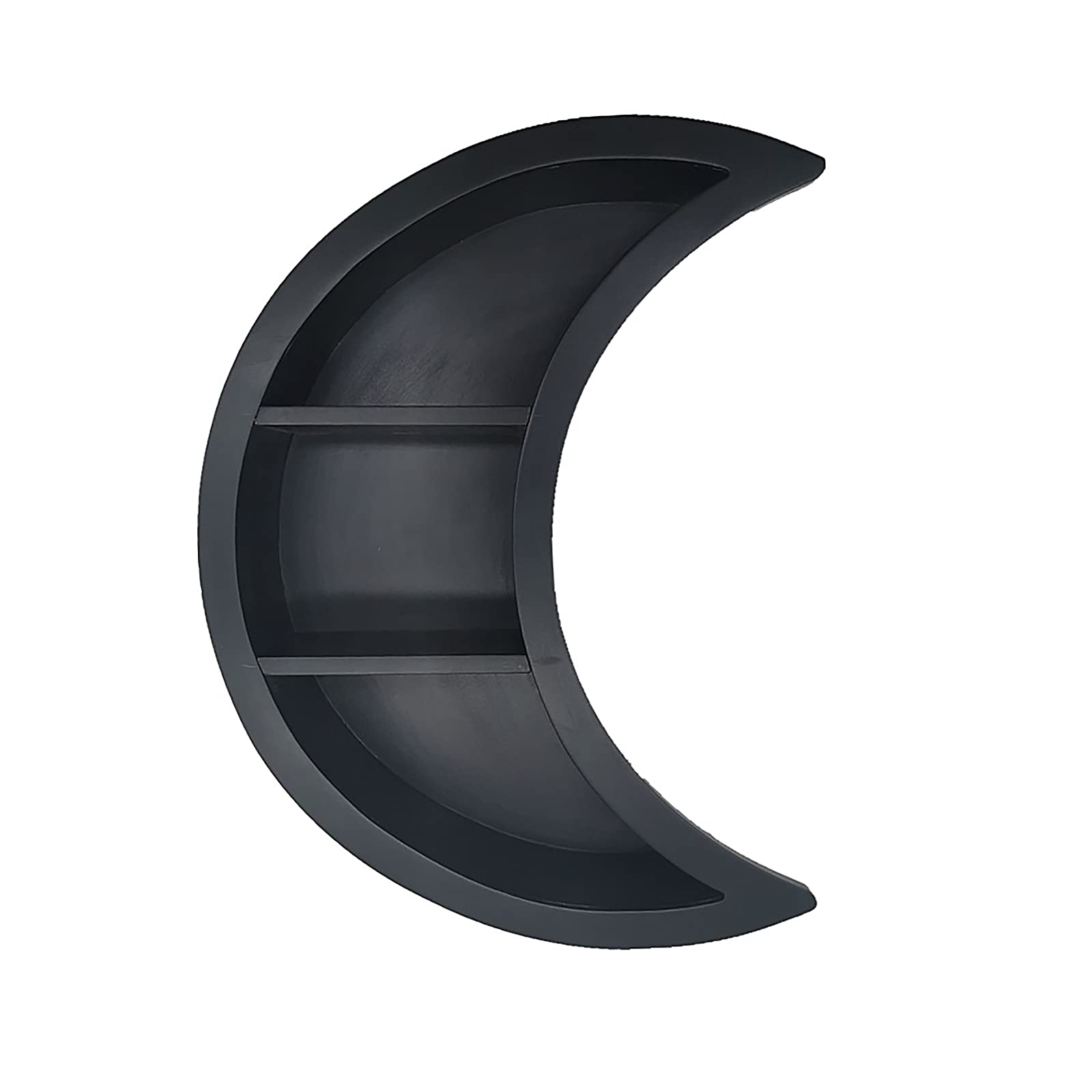 ASSRMoon Shelf, Reversible Modern Wall Mounted Floating Shelves Solid Wood Moon-shaped Storage Rack Black Bohemian Storage Display Stand for Home Office Bedroom Living Room Decor