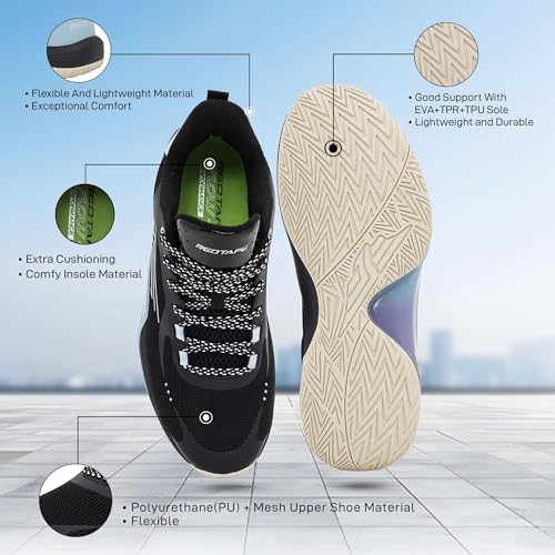 Image of Red Tape Men's Sneakers Blue White Mesh Pu Round Toe Lace-Up