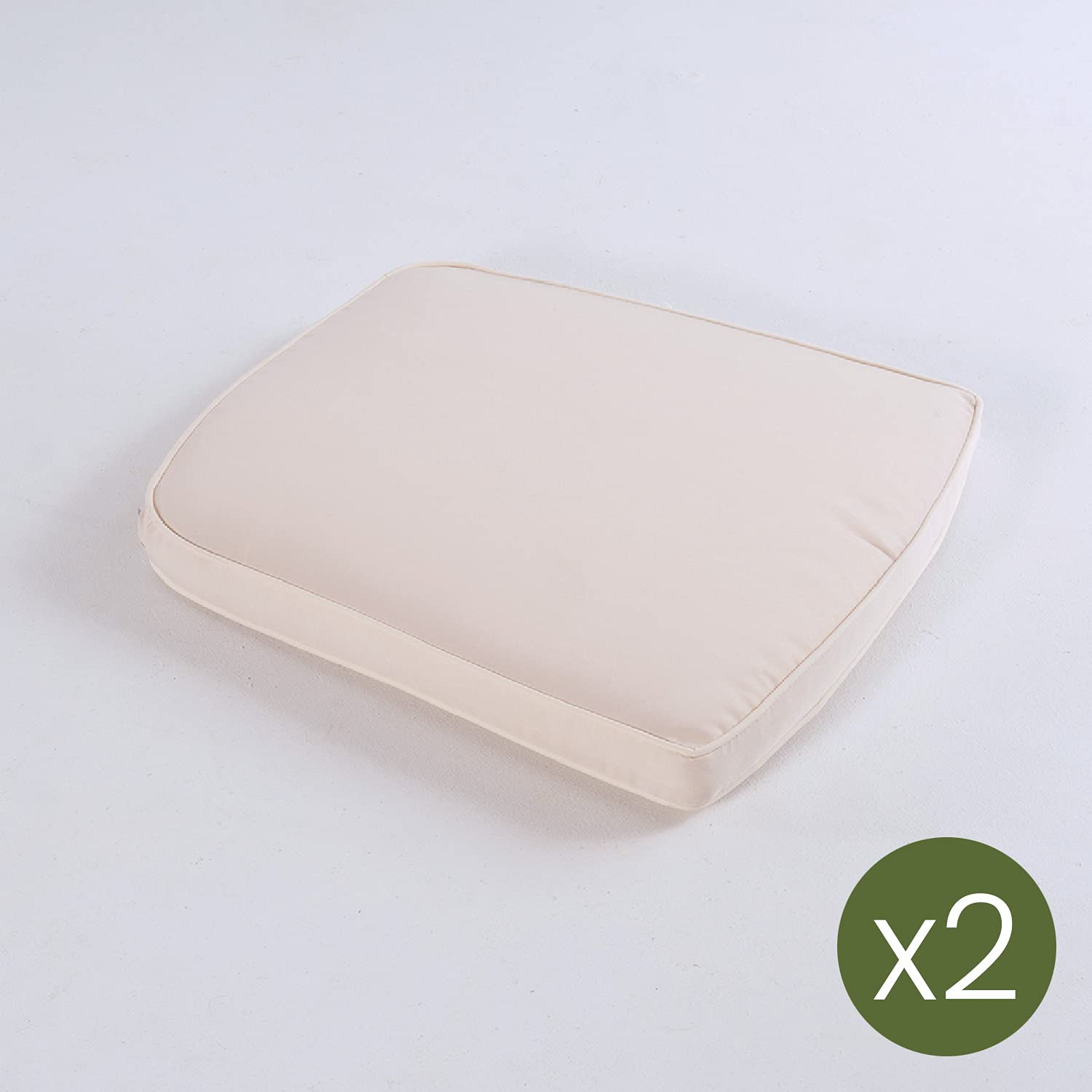Pack 2 cojines para sillas de jardín, Forma curva, color beige, Medidas 45x47x5 cm, Repelente al agua, Desenfundable, Funda de cojín con relleno para sillas de terraza, Cojines silla de comedor jardín
