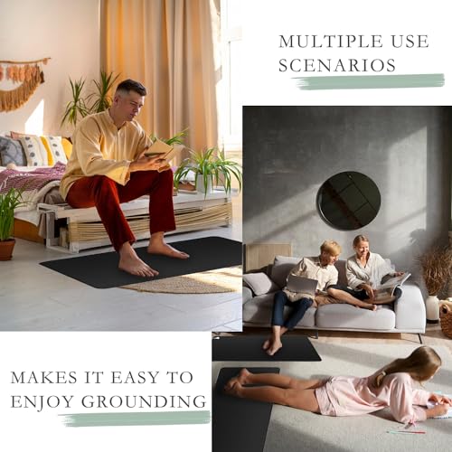 Image of Grounding Mat with 15ft Cord, Ultra Soft PU Leather, Relieve Anxiety and Pain, 11.8x39inches, Black