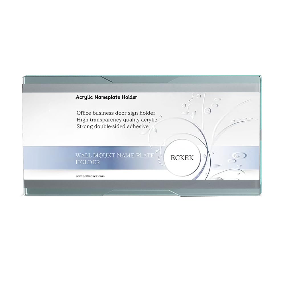 ECKEK Wall Mount Acrylic Nameplate Holder Office Business Door Sign Holder with Adhesive Tape (11.69×3.54inches/29.7×9cm)