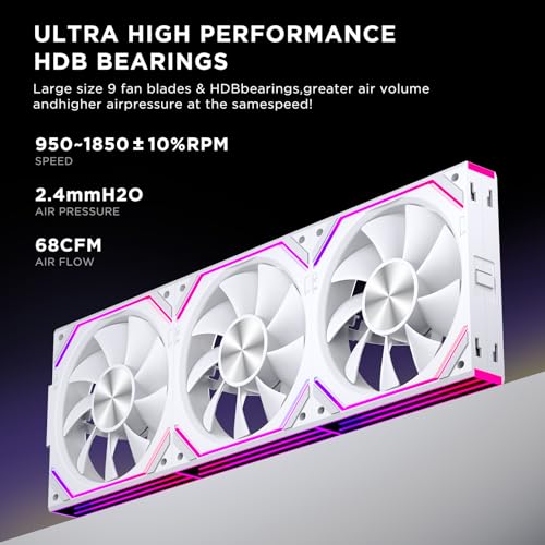 Image of Interstellar V2 RS 120mm Case Fan Infinity Mirror Module Daisy-Chain ARGB Fan Triple Pack Suitable PC Cooling Fans 360mm AIO Cooler(White-3Pack)