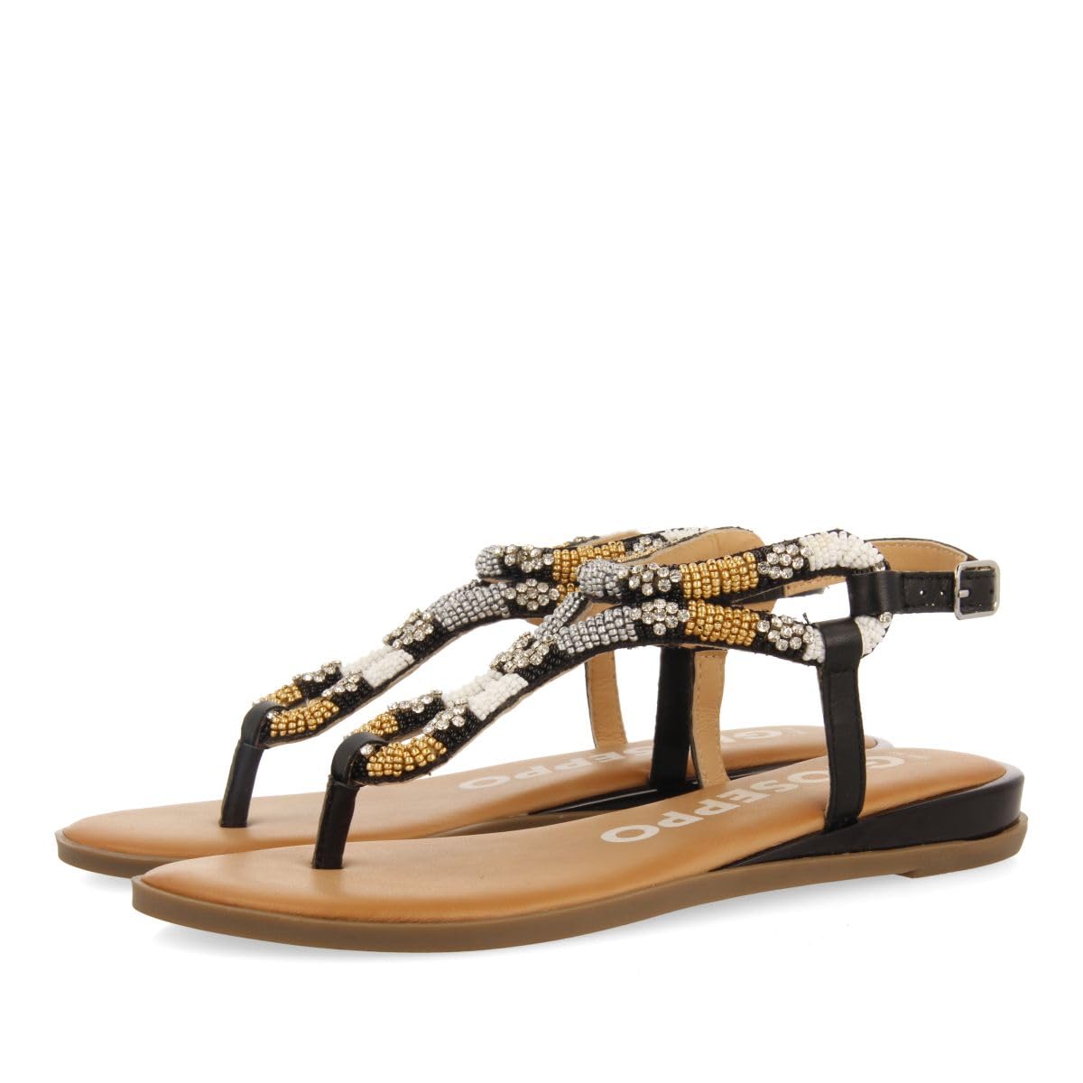 GIOSEPPO NYSSA, Women's Sandal, Black, 41 EU, Black/White, 8.5 UK