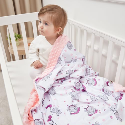 QSTEHEML-Baby-Blanket-NeutralSuper-Soft-Elephant-Minky-Blanket-UnisexBaby-Gifts-for-Girls-BoysDouble-Layer-with-Dotted-Backing-Newborn-Blankets-for-Crib-Stroller-Elephant-30-40inch QSTEHEML Baby Blanket NeutralSuper Soft Elephant Minky Blanket UnisexBaby Gifts for Girls BoysDouble Layer with Dotted Backing Newborn Blankets for Crib Stroller Elephant 30 40inch