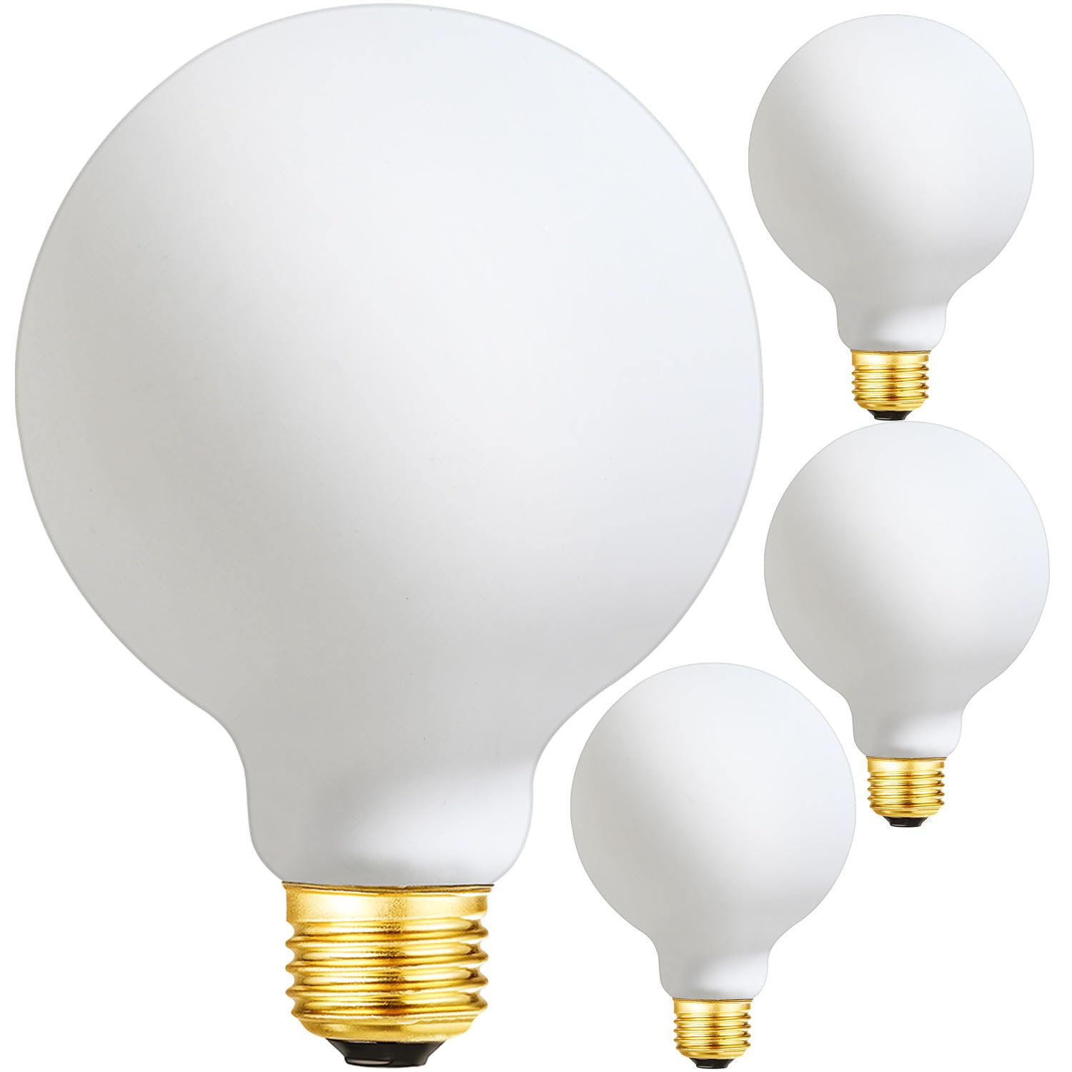 Leools LED Light Bulb G30/G95 Dimmable Flick-Free Matt White 6W Warm White 2700k CRI95 600LM, 60W Equivalent Vintage LED Edison Globe Light Bulb,E26 Standard Base, 4 Pack