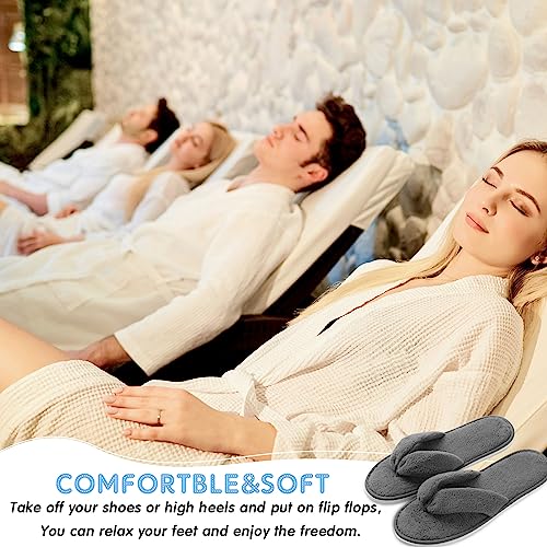 Image of Unittype 10 Pairs Spa Slippers Flip Flops Thong Sandal Slippers Soft Coral Fleece for House Guest Hotel