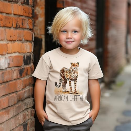 African Cheetah Toddler Shirt - Cute Educational Cheetah Animal Species Kids Safari Clothing - Natural Boho Toddler & Youth Tee3