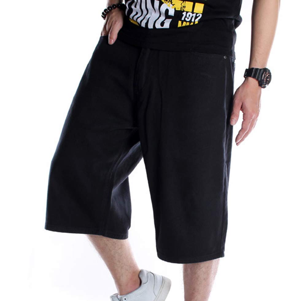 Kewing Men's #2 Hip Hop Style Vintage Graffiti Baggy Denim Shorts Rap Skateboard Jeans Shorts