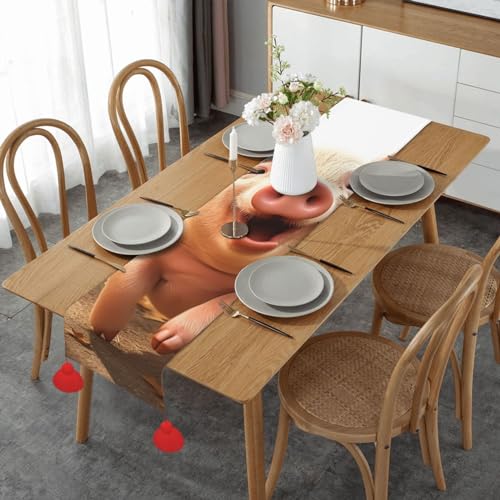 Chemin de table en lin de qualité supérieure au motif cochon