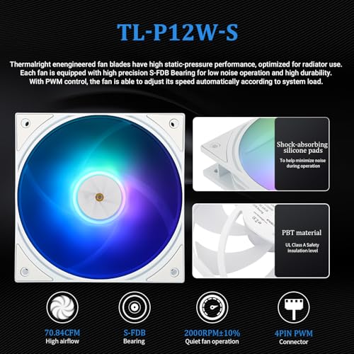 Image of Thermalright FW 360 White ARGB-360mm AIO CPU Liquid Cooler,IPS LCD Screen with 320 * 240 Resolution,for AM4 /AM5 /Intel LGA1700,'2.4 inch'Magnet-Absorbent LCD Screen for Images -White