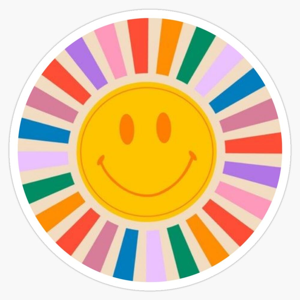 Vsco Rainbow Smiley Face Sunshine Positivity Kindness Sticker Vinyl Waterproof Sticker Decal Car Laptop Wall Window Bumper Sticker 5"