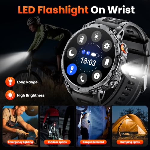 Military Smart Watches for Men, 100-day Battery, 1.7" Smartwatch 2 Bands - image 3