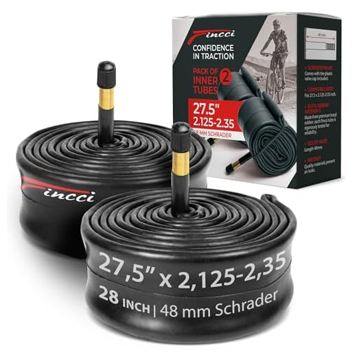 Fincci Cámara Bicicleta 27’5 - Par Cámaras de Aire 27,5 x 2.1-2.35 Pulgadas - Válvula Schrader 48mm para Bicicleta MTB, Montaña Hibrido Carretera Bici - Paquete de 2 componentes Ciclismo