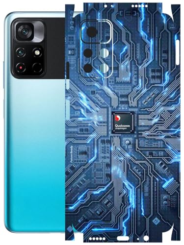 Image of AtOdds - Full Body Back Screen Guard Protector Film - Lamination Wrap Skin Sticker Compatible with Poco M4 PRO (5G) | Scratchproof Matte Finish (Circuit)
