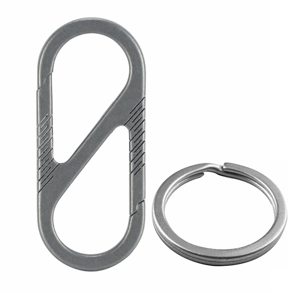 Suiwoyou Titanium Key Clip with Key Ring, Large Eight Style, 2.36" Keychain