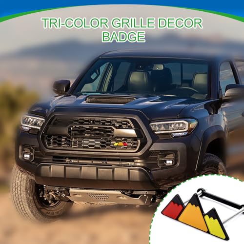 Image of Tri-Color Grille Decor Badge, Front Grill Emblem, Tri-Color Grille Badge Emblem Decoration Accessories, Grille Insert Trims Car Decor Fit for Tacoma 4Runner Tundra (Snow Mountain Red)