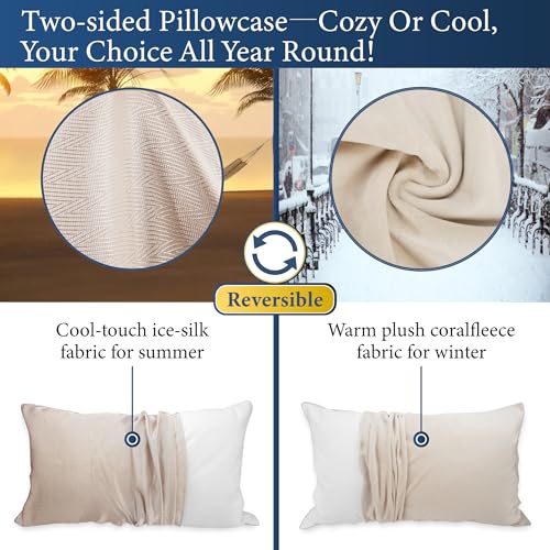 SANSWAN Goose Down Feather Queen Pillows Set of 2, Firm, Cooling - image 4