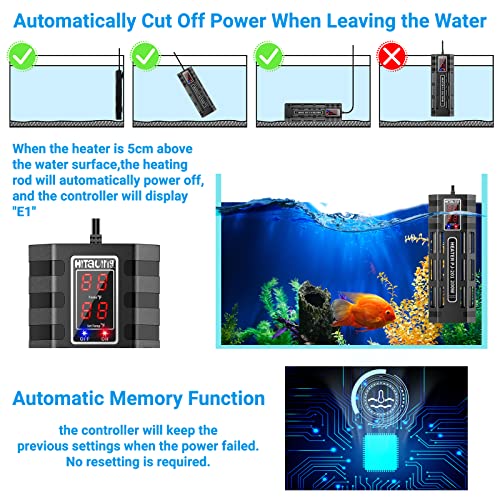 HiTauing 200W/300W/500W Submersible Aquarium Heater for 20-130 Gallon - Upgraded Double Quartz Tubes Fish Tank Heater… - Image 5