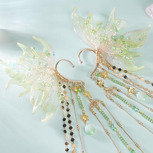 FRESHME Fairy Elf Ear Cuffs - Mermaid Ears Non Piercing Elven Ear Wraps with Shell Tassel Renaissance Halloween Accessories4