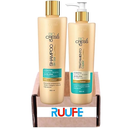 Champú y acondicionador anti caída (paquete de 2) biocress 10 shampoo control la caida severa y Biocress 10 tratamiento control la caida severa y