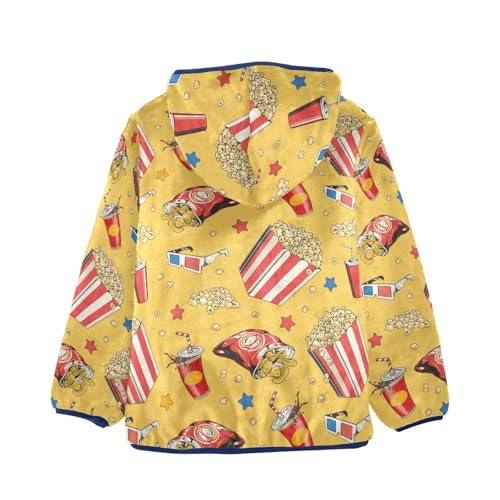 Popcorn Snack Drink Cup Girls Fleece Jacket Girls Fall Jacket Girls Zip Up Hoodie Girls Sherpa Jacket 2-10T2